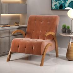 Poltrona do Papai em Veludo Pés em Mdf Garden Terracota