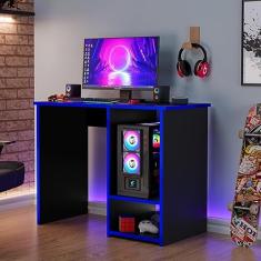 Mesa Gamer Escrivaninha 90cm PX Preto/Azul