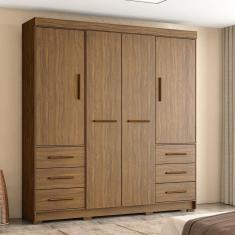Guarda Roupa Casal 4 Portas 6 Gavetas Estrela Marafon Móveis Nogueira