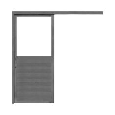 Porta de Correr Lambri de Aluminio 215x80cm com Vidro Mini Borel Preto