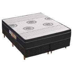 Cama Box Queen: Colchão Anatômico Polar D28/EP Orthoface + Base CRC Rústico Black(158x198)