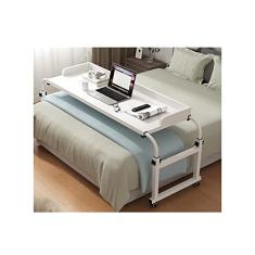 SilteD Mesa de cabeceira Mesa de cabeceira móvel com rodas Mesa de enfermagem cruzada Mesa de computador para comer na cama com comprimento e altura ajustáveis
