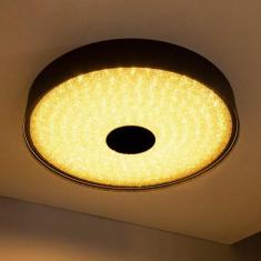 Plafon Zeus Preto Led 40w 50cm com cristal St1739 - Starlux