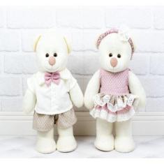 Casal urso chá revelação para decoração pelucia palha - CKD CONFECCOES