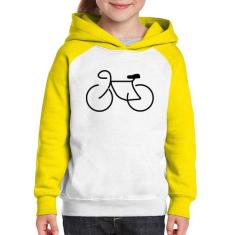 Moletom Infantil Bicicleta Traços - Foca na Moda, Branco, Amarelo, 6