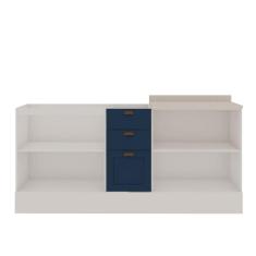 Cozinha Modulada  2 Balcoes 100% Mdf Branca/azul