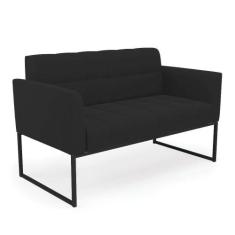 Sofá Namoradeira Elisa Veludo Preto Base Metálica Industrial Preto - D