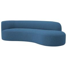 Divã Recamier Orgânico Tokyo 160cm Lado Direito Linho Azul Royal