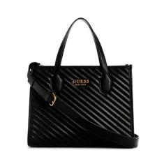 GUESS Bolsa Silvana com compartimento duplo, Preto, One Size