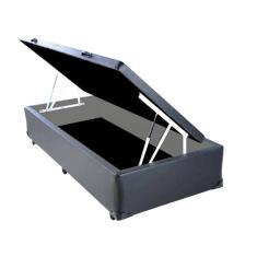 Cama Box Baú Solteiro Cinza Sintético 88x188