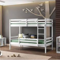 Beliche Teen Play com Grade de Proteção Madeira Maciça Casatema Branco