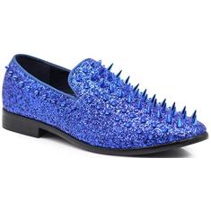Sapato social masculino SPK09 vintage estilo sapato sem cadarço clássico para smoking, Azul, 9.5