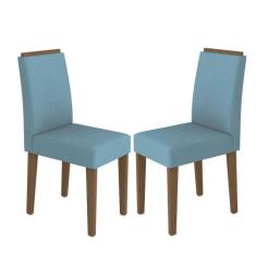 Kit Com 2 Cadeiras Para Sala De Jantar Amanda Imbuia Azul Claro Wd26 N