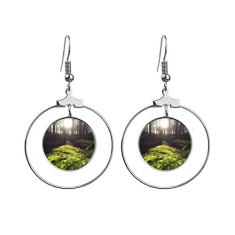 Brincos Cenário Natureza Florestal Cenário Pendente Joia Círculo Drop