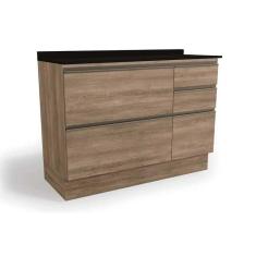 Balcão de Cozinha Modulado Maxxi G746 4 Gavetas e 1 Porta c/Tampo 120cm Nogal/Preto - Kappesberg