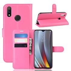 Capa para OPPO Realme X Lite Leather Stand Wallet Flip Case para OPPO Realme X Lite Capa de proteção de telefone A capa com design simplificado