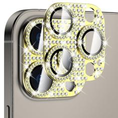 JOLOJO Pacote com 2 capas protetoras de lente de câmera Bling Diamond compatível com 15 Pro/15 Pro Max cobertura total película protetora de tela [atualização] Resistente a quebras/arranhões Ultra