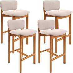 Kit 04 Banquetas Alta Para Cozinha Sala de Jantar Bar Dara L02 Suede B
