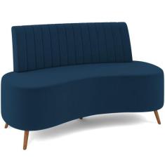 Sofá Chaise Living 2 Lugares 135cm Para Sala Cayman K01 Veludo Azul Ma