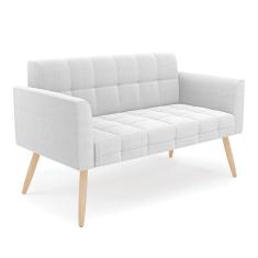 Sofá Namoradeira 2 Lugares Pé Palito Natural Elisa Bouclê D03 - D`rossi Cor Off White