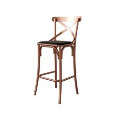 Banqueta Katrina Revestimento Sintético Preta e Cobre - Modern