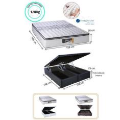 Conjunto Cama Box Baú Casal Queen + Colchão Molas Ensacadas Sankonfort