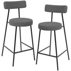 Kit 02 Banquetas Baixa Bar Cozinha Sala De Jantar Em Aço Milão L02 Sue