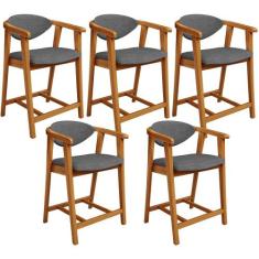 Kit 05 Banquetas Baixa Cozinha Sala de Jantar Bancada Cecília L02 Linh