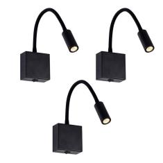 Arandela De Leitura Led Articulada Preta 3W 3000K Ace15 3un