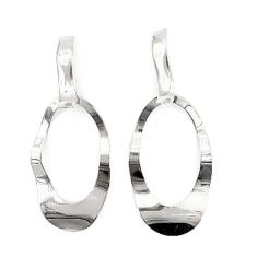 Brinco Pendulo Amassado Pendurado Folheado A Ródio