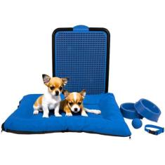 Kit Colchonete Pet Pequeno Sanitário Comedouro Coleira Bolinha - Supri