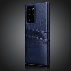 Estojo fino para cartão traseiro em couro retrô para Samsung Galaxy S20 S21 S22 S10 S9 S8 Plus Note 8 9 10 20 Ultra Cover, azul marinho, para Note 20