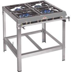 Fogão Industrial Inox 2 Queimadores Simples 2 Queimadores Duplos PMI-402 Progás