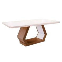 Mesa Para Cozinha Alvorada + Tampo Madeirado Curvo 180x90cm Imbuia-off White - Rufato