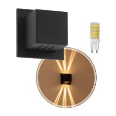 3x Arandela Box Cubo Pequena 6 Fachos PRETA + Led G9 5w 3000k St1317 -