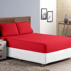 Lençol Queen 3 Peças Micro Percal 400 Fios Ponto Palito Acetinado Conf