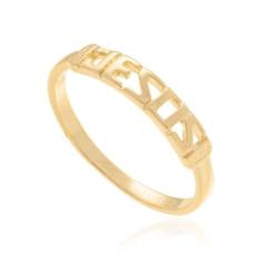 Anel Rommanel Banhado Ouro Aro Fino Jesus 511184, 24