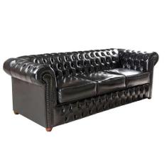 Sofá Chesterfield Victório 2,30m Corano Preto / Decoração, Sala , Rece