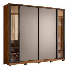 Guarda Roupa Casal Laredo 4 Portas Flex com Vidro Reflecta e Pés - Demartêz