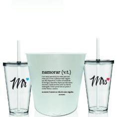 Kit Balde De Pipoca E 2 Copos Personalizados - Namorar