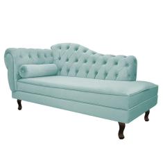 Divã Recamier Diana Lado Direito 120 Cm Suede Azul Tiffany