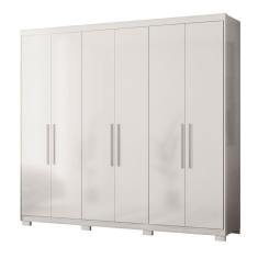 Guarda Roupa Casal 6 Portas 4 Gavetas Venice Com Pés Branco - Demóbile