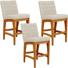Kit 03 Banquetas Baixa Cozinha Bancada Bar Sala Jantar Fixa Mila L02 L