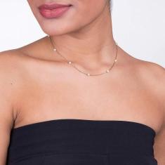 Colar Rommanel Banhado A Ouro Fio Com Pérolas 530919