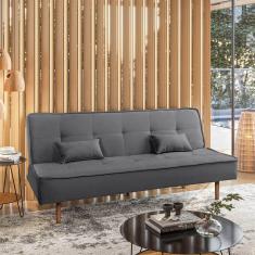 Sofá Cama Silver 3 Lugares Reclinável Suede Cinza 1,92 - Star Confort