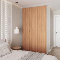 Guarda Roupa Modulado 3 Portas com Cabideiro Hera CabeCasa MadeiraMadeira Branco Geada/Louro/Cromado