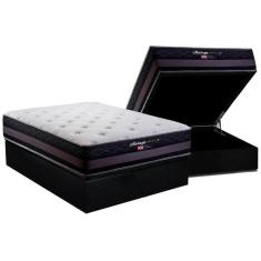 Cama Box Baú Casal: Colchão Molas Herval Maxspring Málaga + Base CRC Suede Black(138x188)