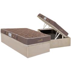 Cama Box Baú Solteiro: Colchão Molas Bonnel Herval Suite Master + Base CRC Suede Clean(88x188)