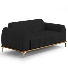 Sofá 2 Lugares Para Sala de Estar Molino 150 cm D02 Pés D'Ouro Veludo 