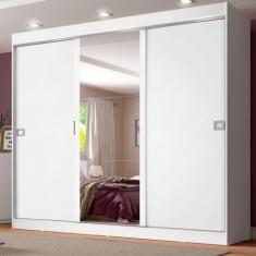 Guarda-Roupa Casal Napoli 3 Portas 1 Espelho Branco Madesa
